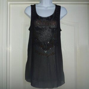 Harley Davidson Eagle Crystals Mesh Tank Biker Rocker Goth L